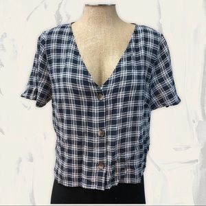 H&M DIVIDED‎ navy blue v-neck crop top